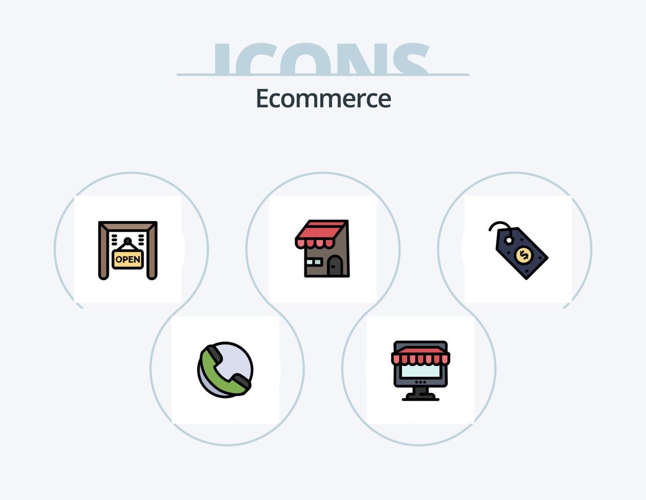 e-commerce linea pieno icona imballare 5 icona design. . . e-commerce. e-commerce. mano vettore