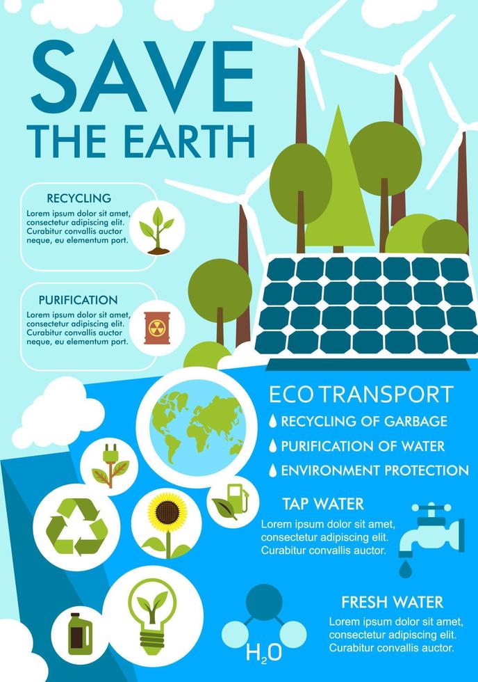 Salva terra bandiera per ecologia ambiente design vettore