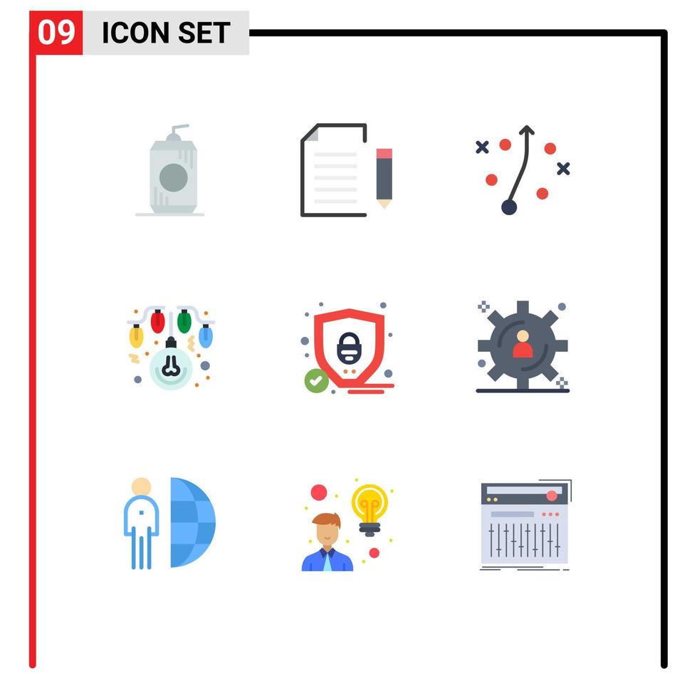 9 creativo icone moderno segni e simboli di sicurezza luci pagina decorazione lampadina modificabile vettore design elementi