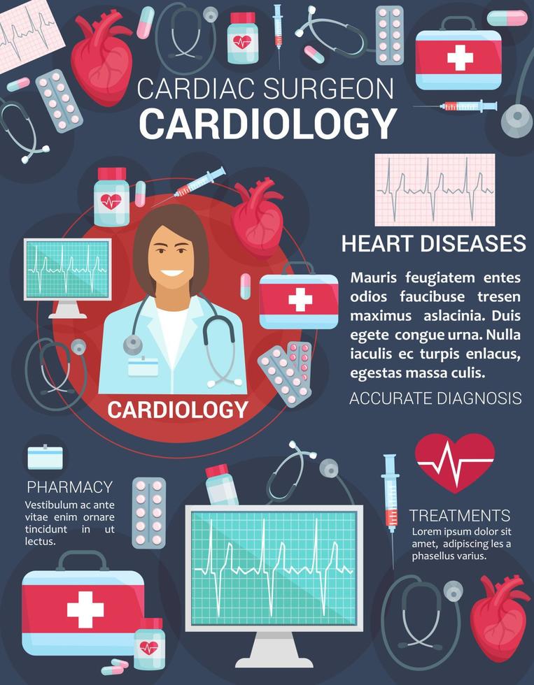 cardiologia cuore Salute medicina medico manifesto vettore
