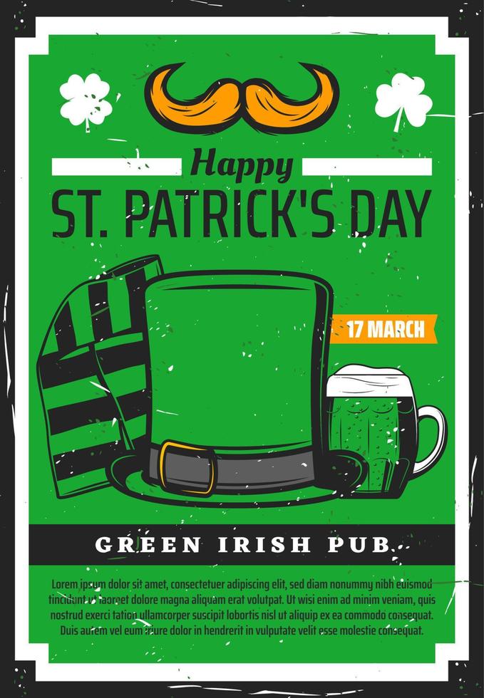 santo patrick giorno irlandesi birra pub, fata cappello vettore