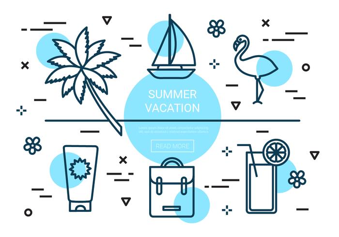 Elementi di vettore di vacanze estive lineari