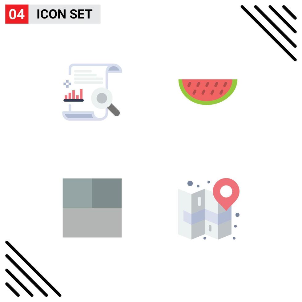 universale icona simboli gruppo di 4 moderno piatto icone di grafico griglia ricerca melone città modificabile vettore design elementi
