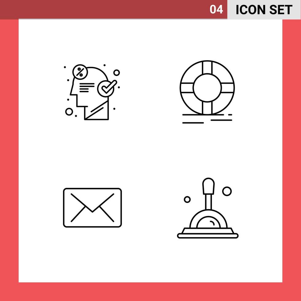 4 creativo icone moderno segni e simboli di cervello squillare idea Aiuto posta modificabile vettore design elementi