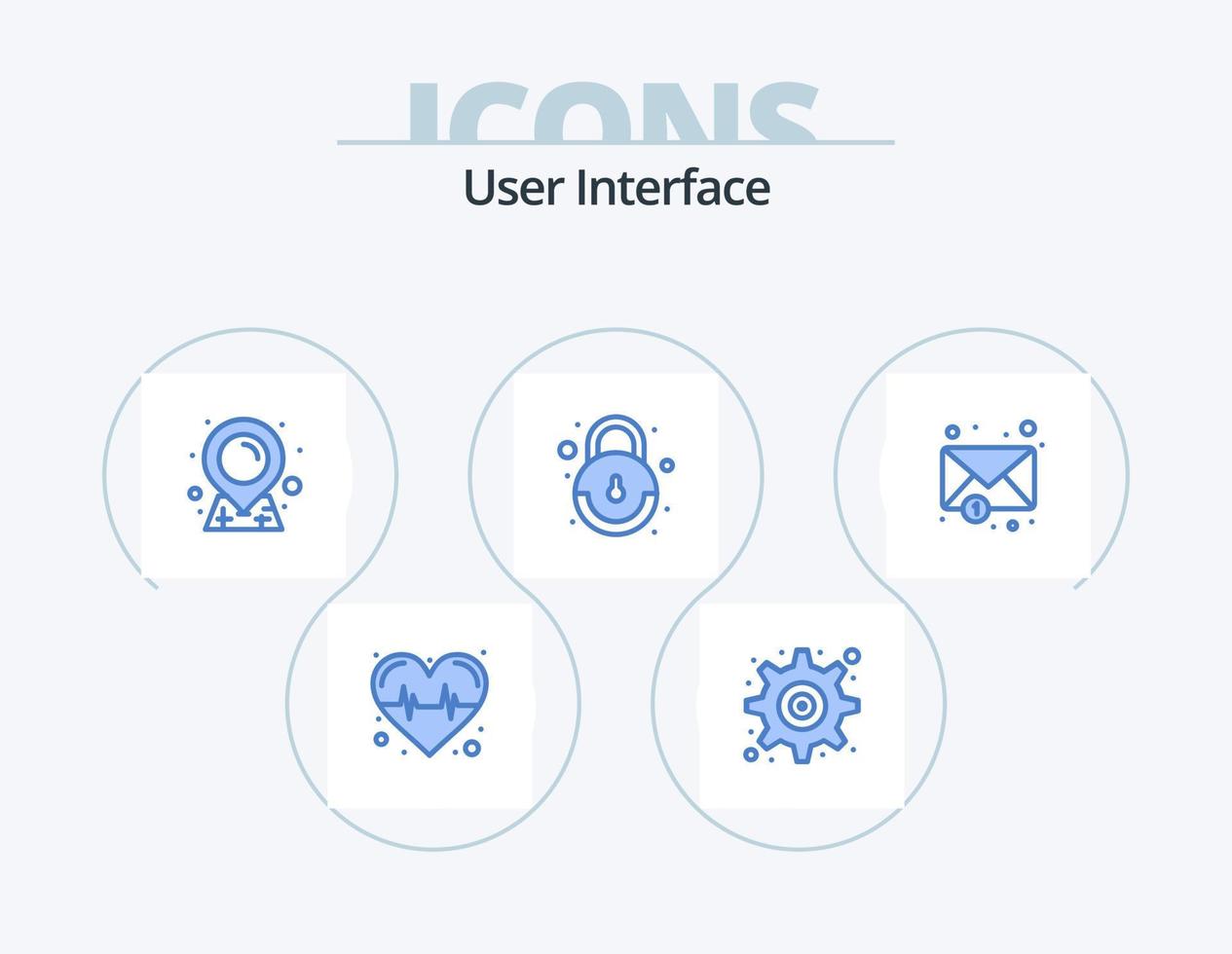utente interfaccia blu icona imballare 5 icona design. . notifica. carta geografica. posta. utente vettore