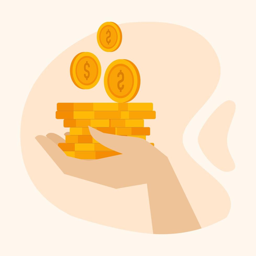 i soldi Tenere mano gesto illustrazione concetto. attività commerciale personaggio vettore illustrazione di mano Tenere i soldi.