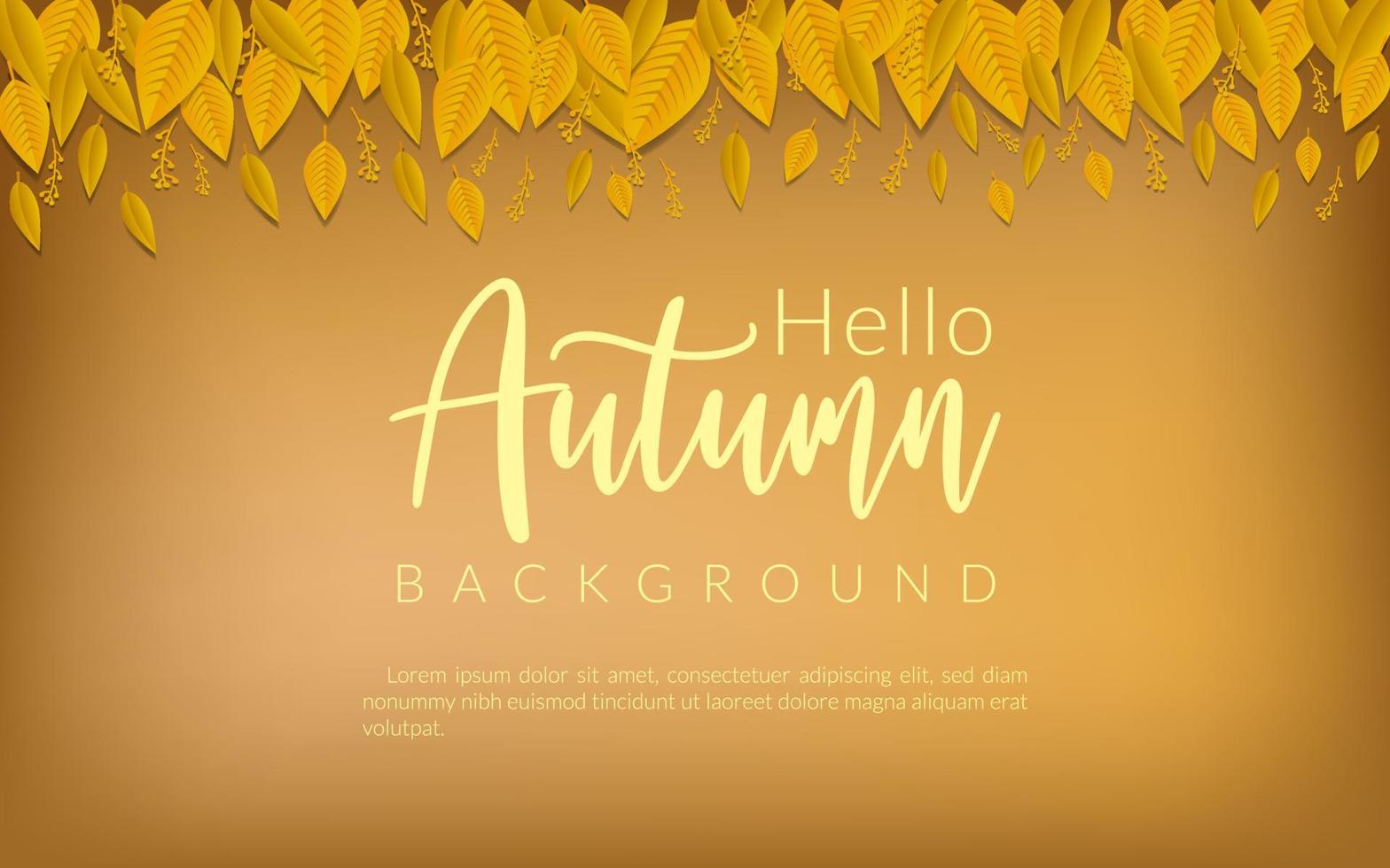 Ciao autunno , autunno le foglie sfondo oro pendenza , autunno stagione sfondo decorativo manifesto sito web bandiera vettore