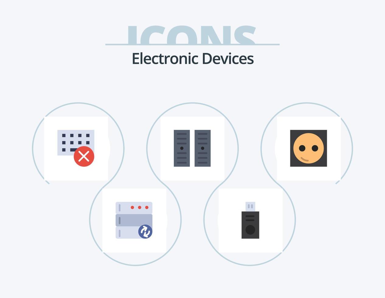 dispositivi piatto icona imballare 5 icona design. attrezzatura. elettrico. gadget. dispositivi. ospitando vettore