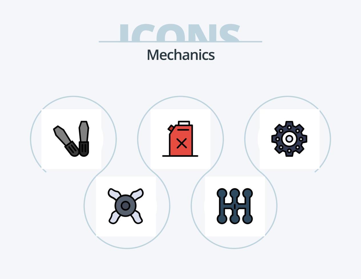 meccanica linea pieno icona imballare 5 icona design. . Doppio. . meccanico vettore