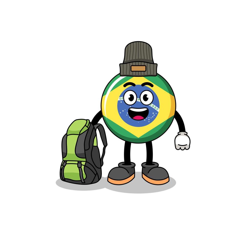 illustrazione di brasile bandiera portafortuna come un' escursionista vettore