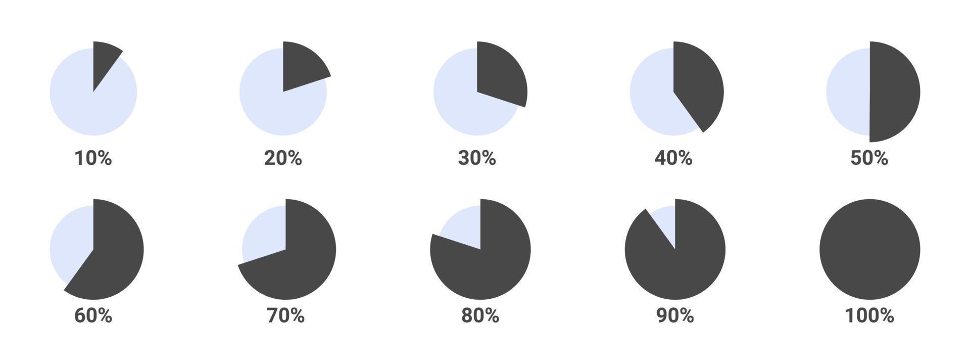 percentuale icone. parte icone nel percentuali. frazioni vettore icone. vettore illustrazione