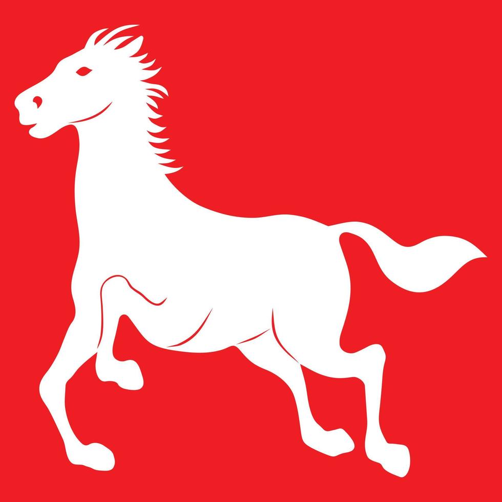 bianca silhouette di un' cavallo nel pieno galoppo vettore