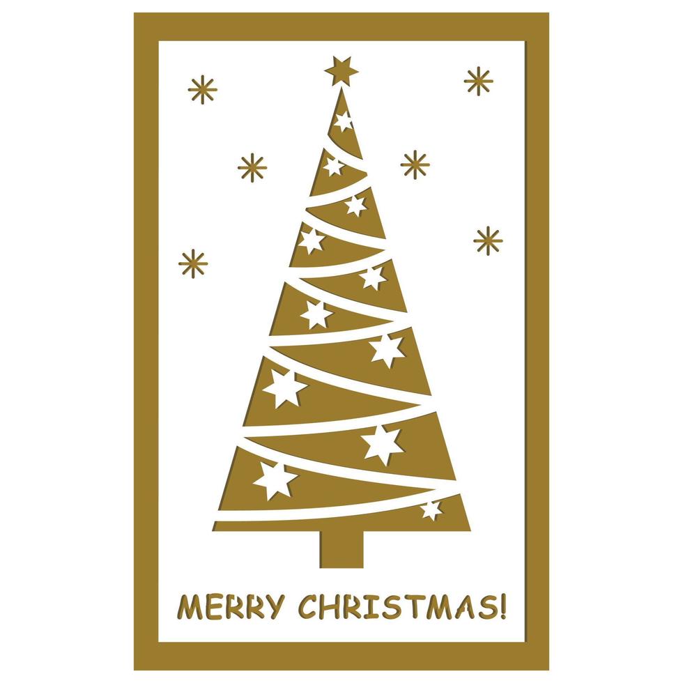 Multi stratificato 3d Natale carta con un' papercut stile Natale albero, vettore illustrazione, laser tagliare carta