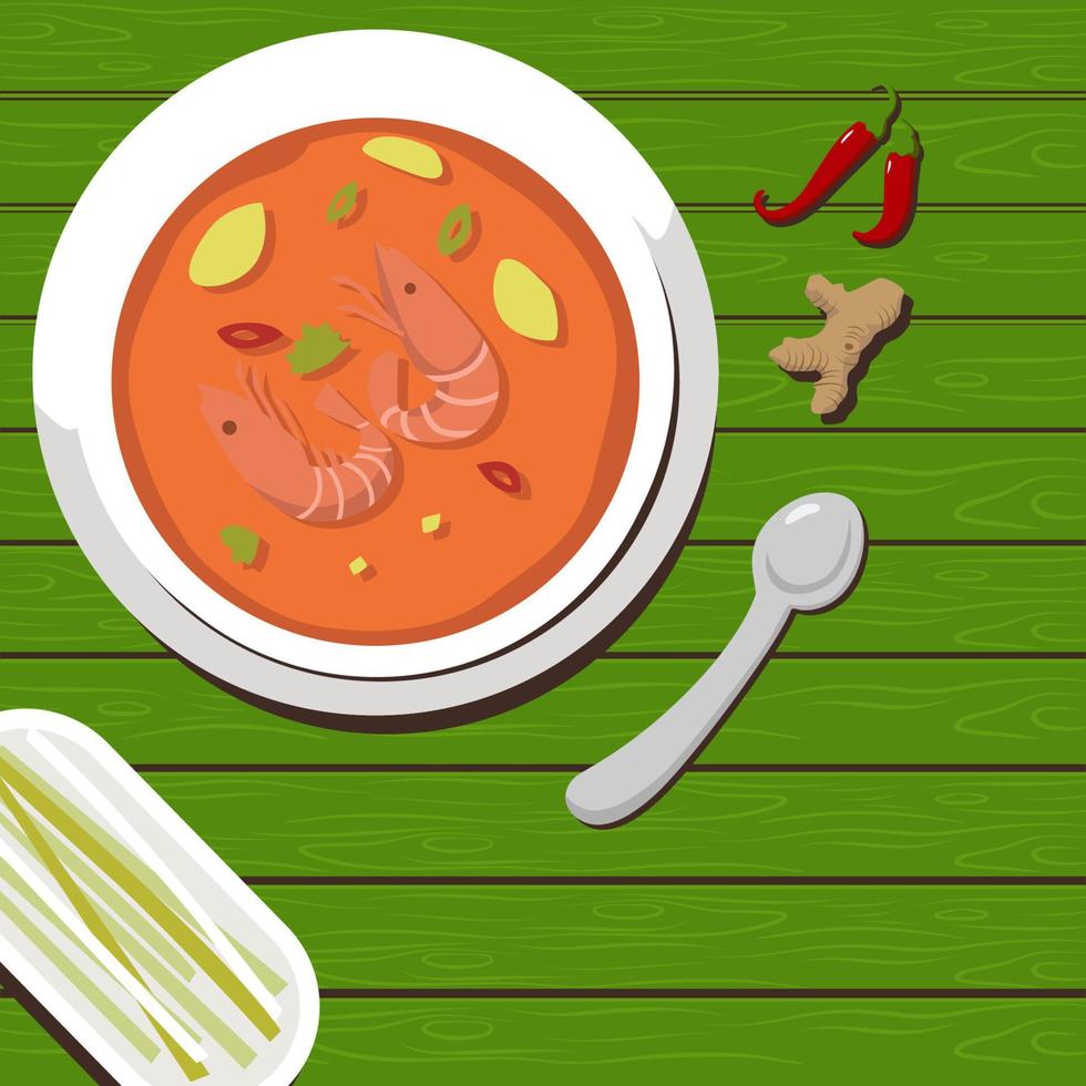 tom yum piatto stile illustrazione vettore design