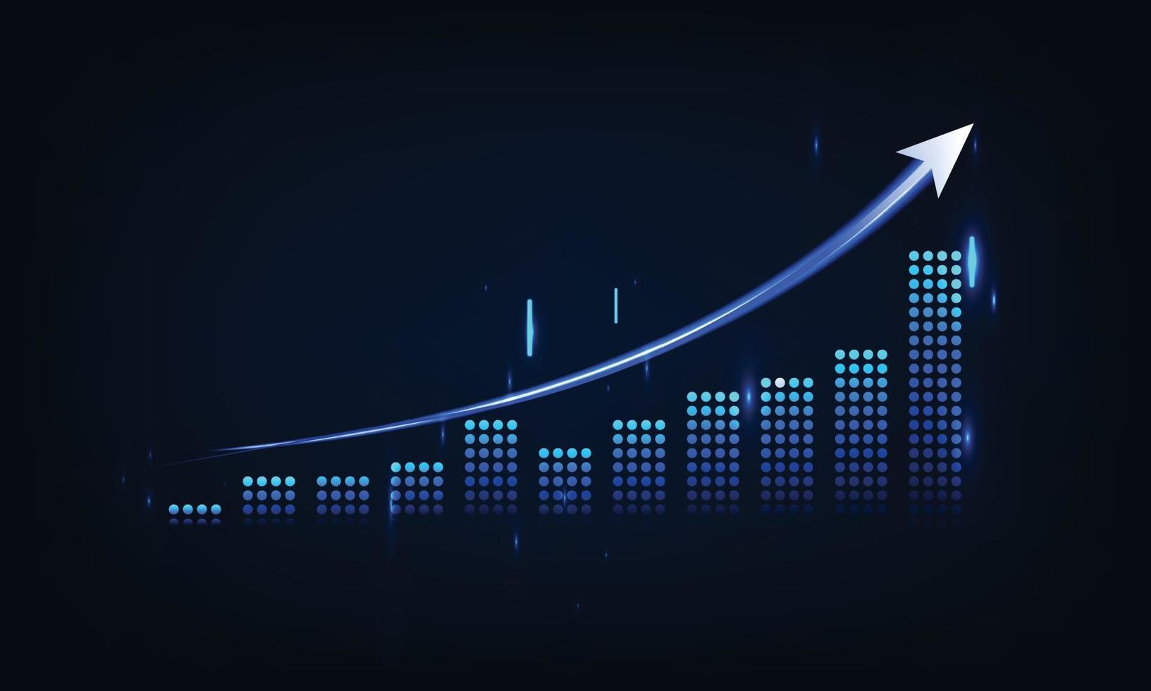 attività commerciale crescita grafico grafico e successo finanziario freccia su. sviluppo grafico profitto e investimento. vettore