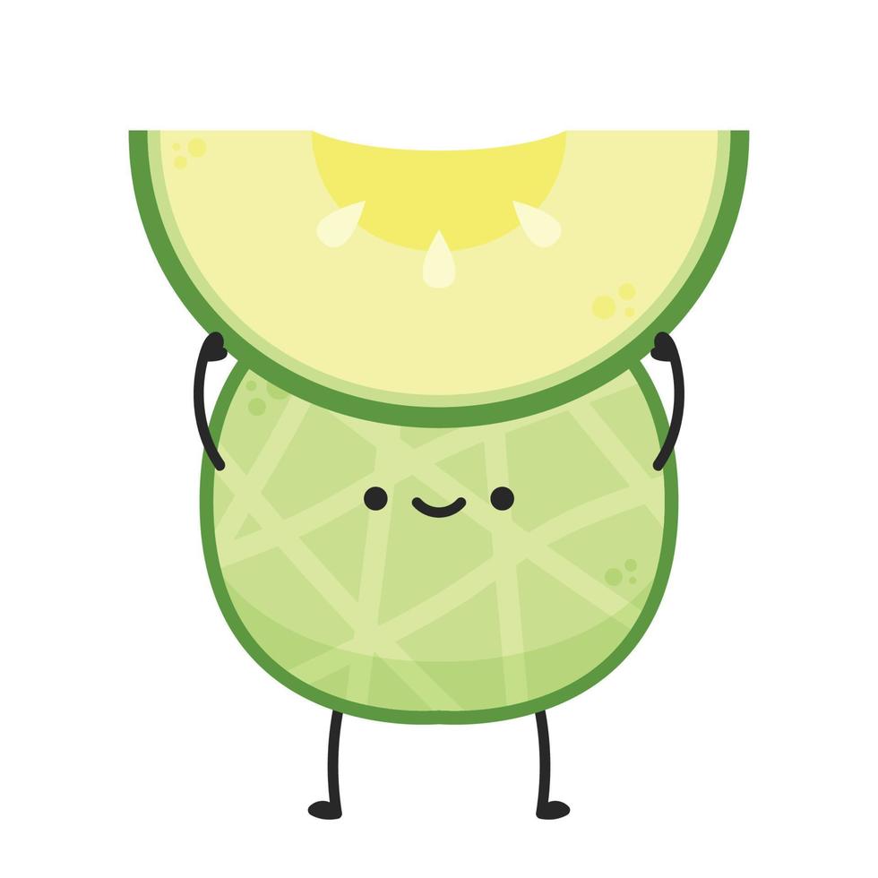 melone personaggio design. melone su bianca sfondo. melone cartone animato. vettore