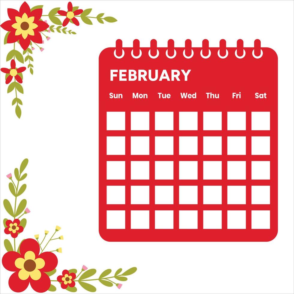 febbraio mese calendario vettore