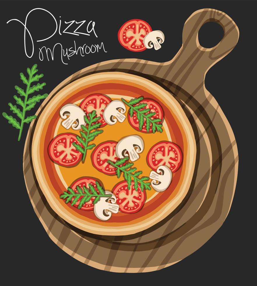 mano disegnato Pizza su taglio tavola. vettore