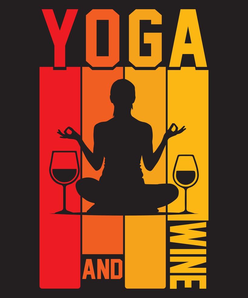 yoga e vino maglietta design.eps vettore