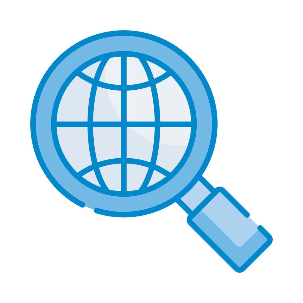 globale ricerca vettore stile illustrazione. attività commerciale e finanza blu colore icona.