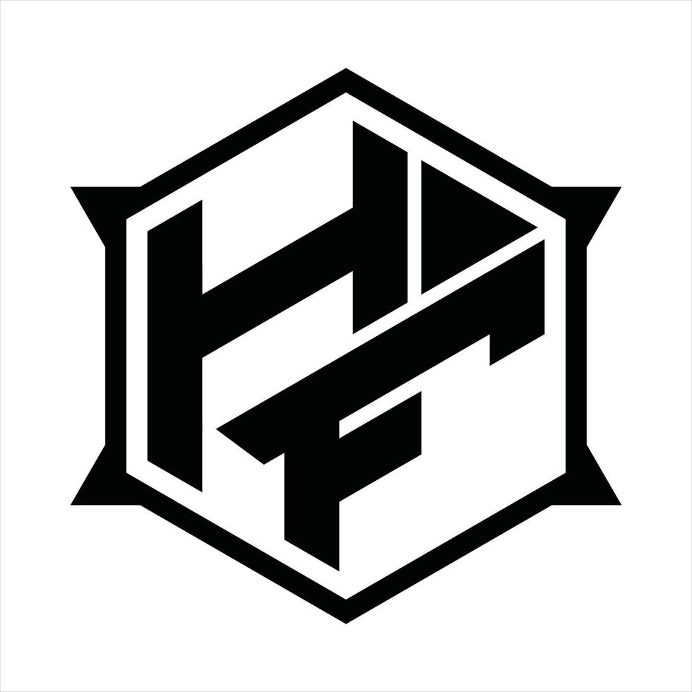 HF logo monogramma design modello vettore