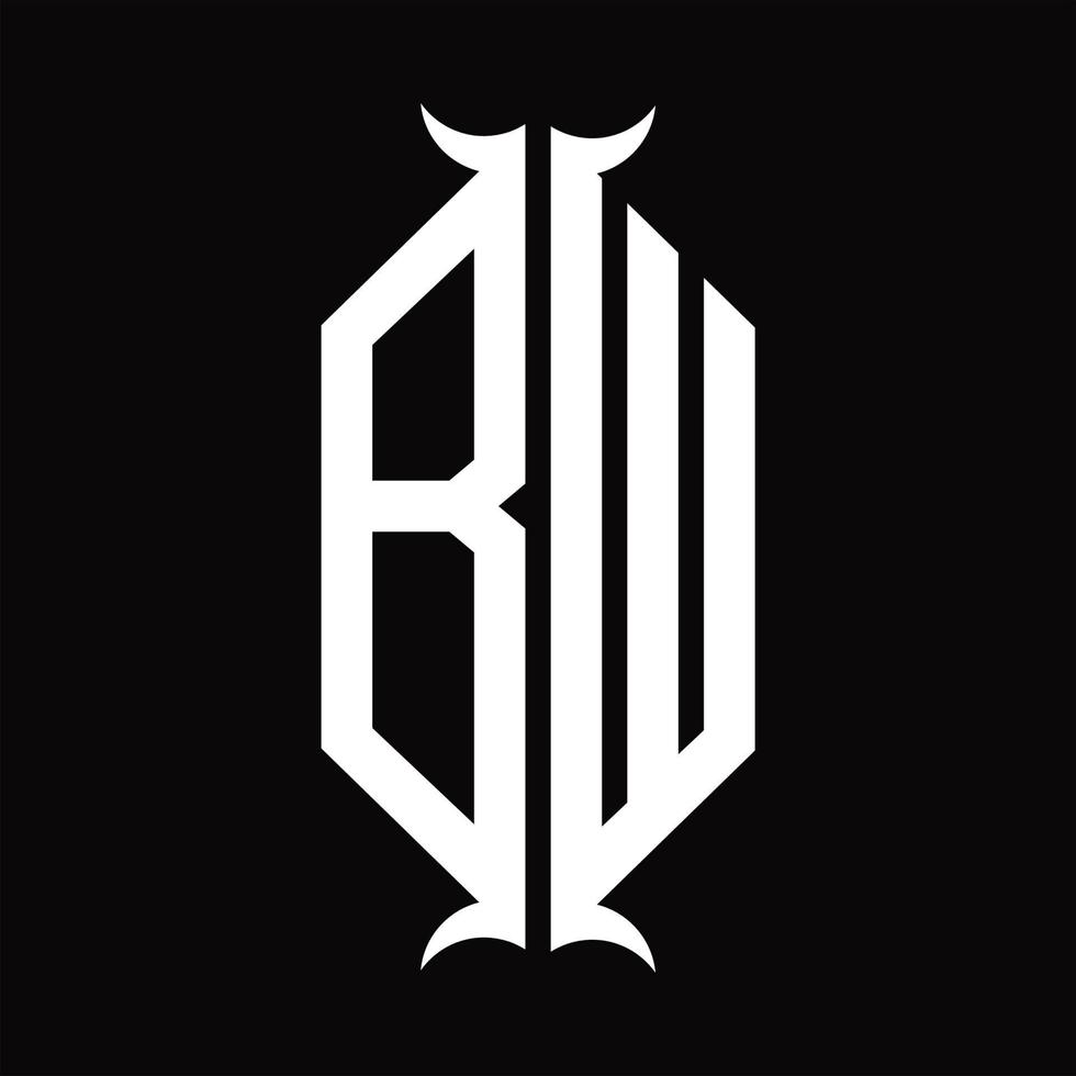 bw logo monogramma con corno forma design modello vettore