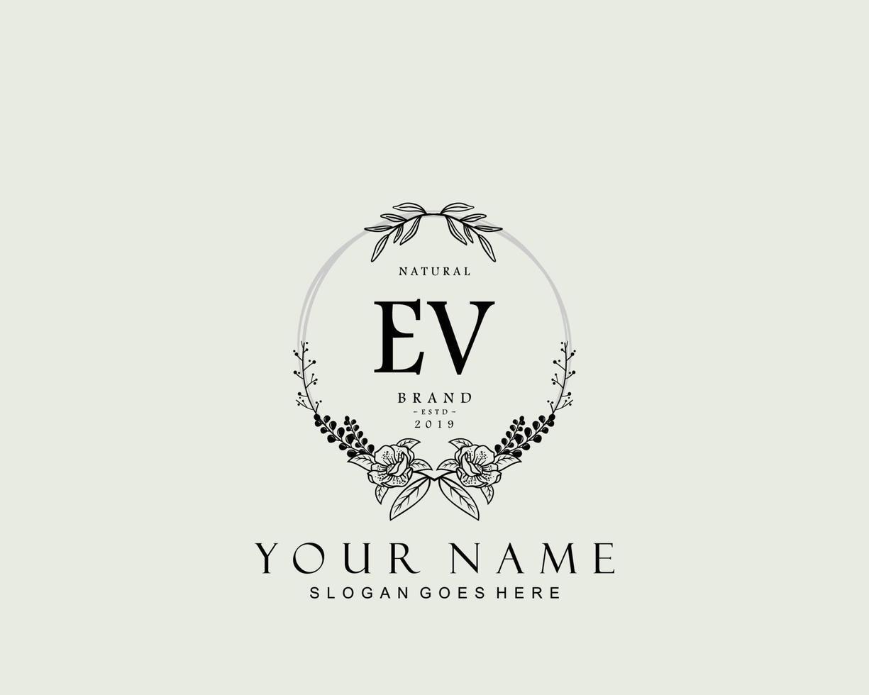 iniziale ev bellezza monogramma e elegante logo disegno, grafia logo di iniziale firma, nozze, moda, floreale e botanico con creativo modello. vettore