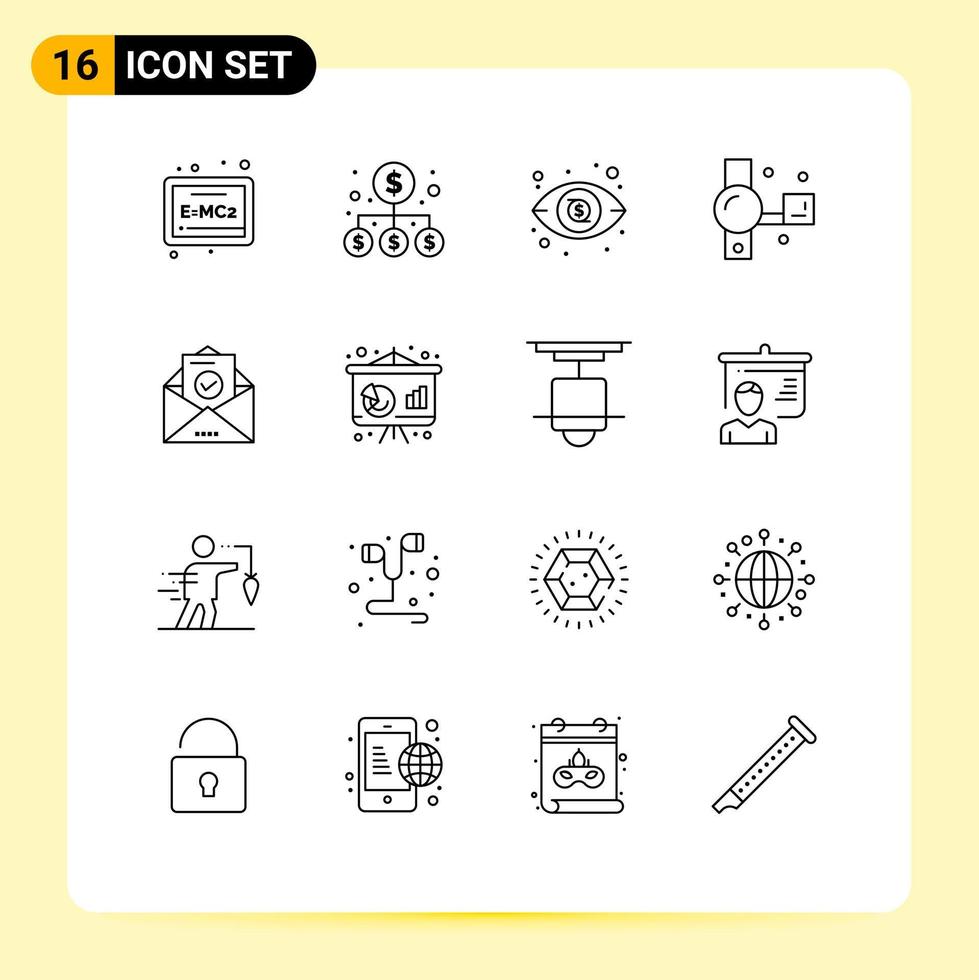 16 creativo icone moderno segni e simboli di Busta posta investimento video telecamera handycam modificabile vettore design elementi