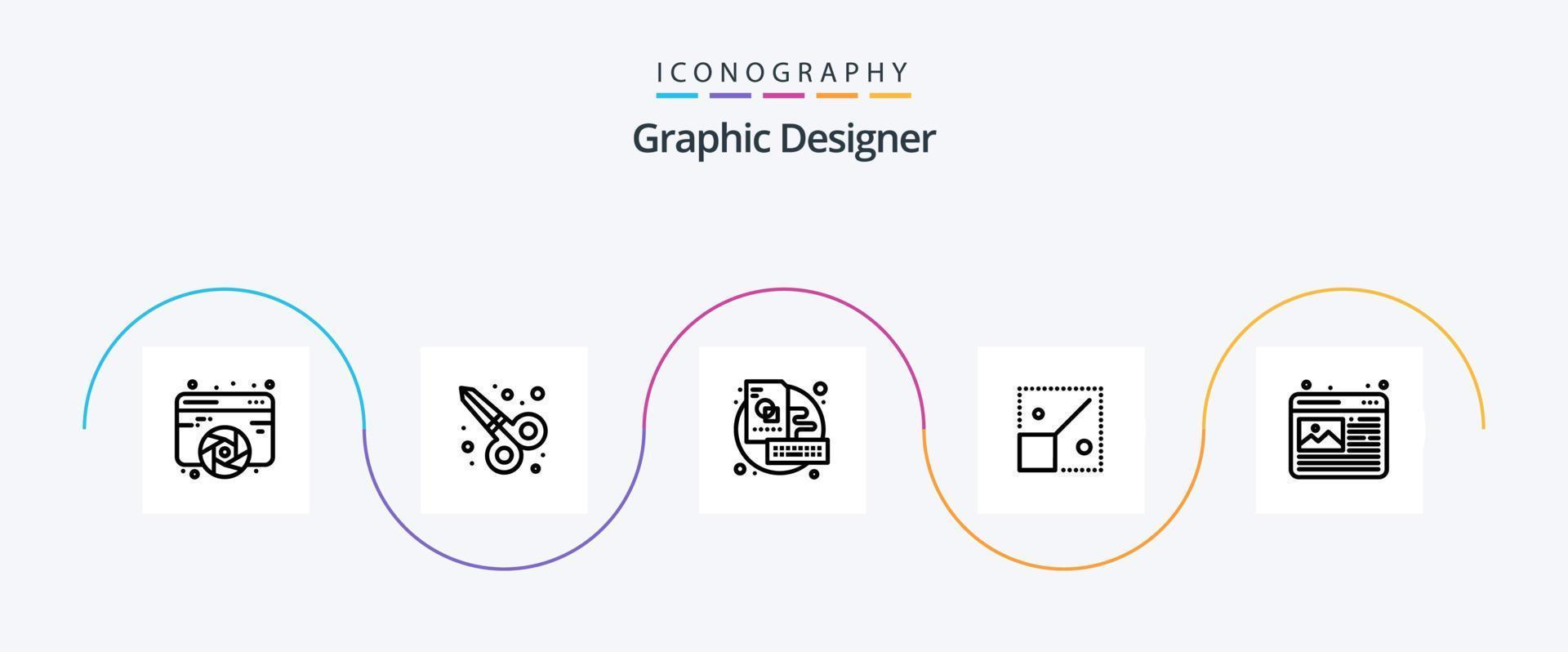 grafico progettista linea 5 icona imballare Compreso design. creativo. tavola. design. pieno vettore