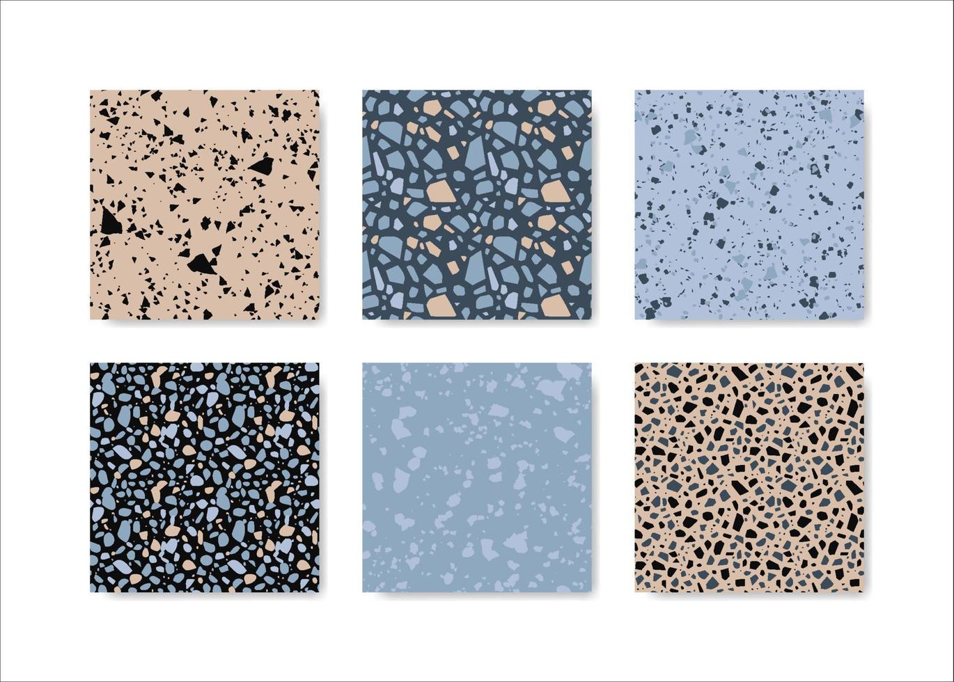 set di modelli senza cuciture di terrazzo. modello pavimento in terrazzo. modello senza cuciture di terrazzo. collezione di pattern terrazzo vettore