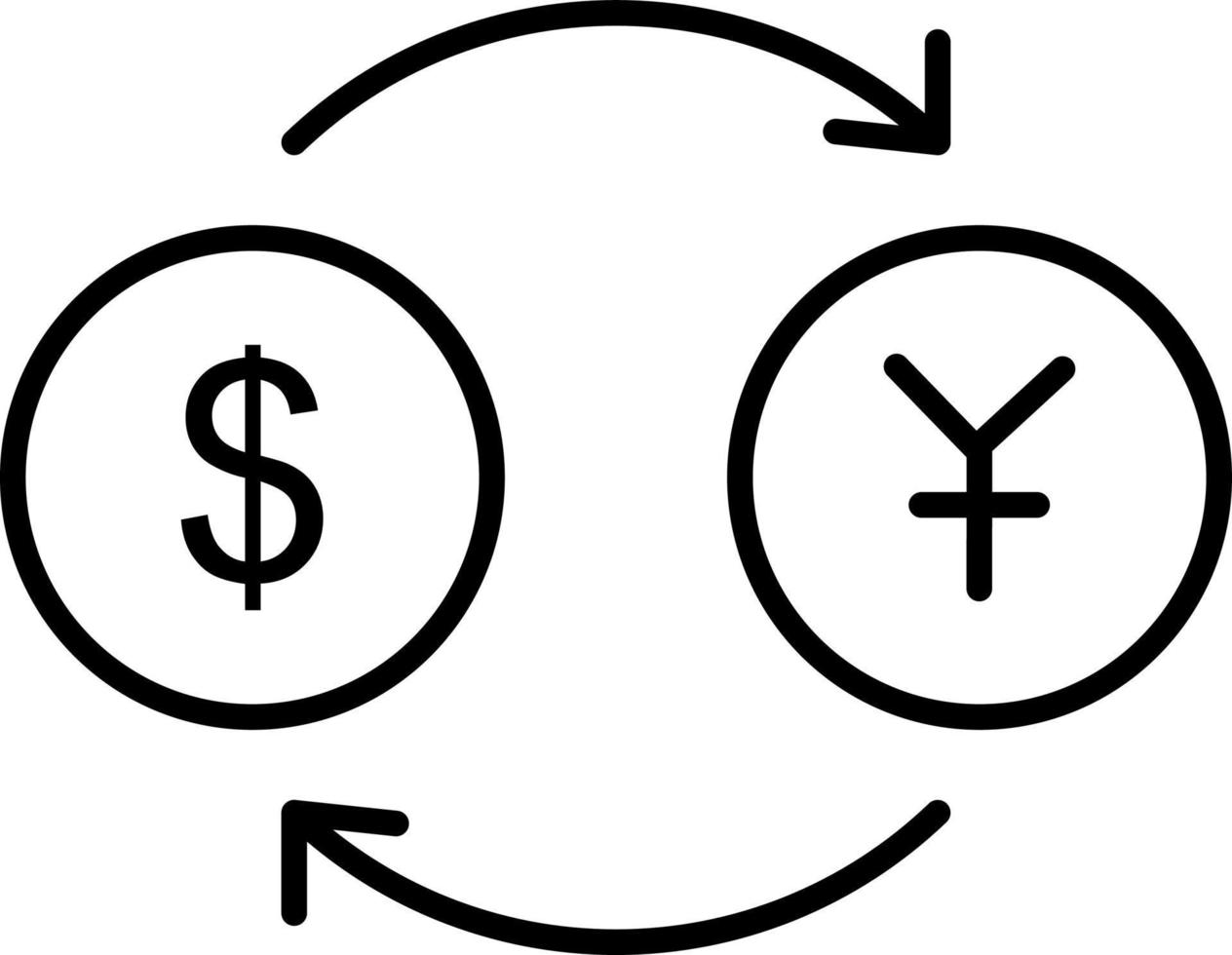 icona della linea da dollaro a yen vettore