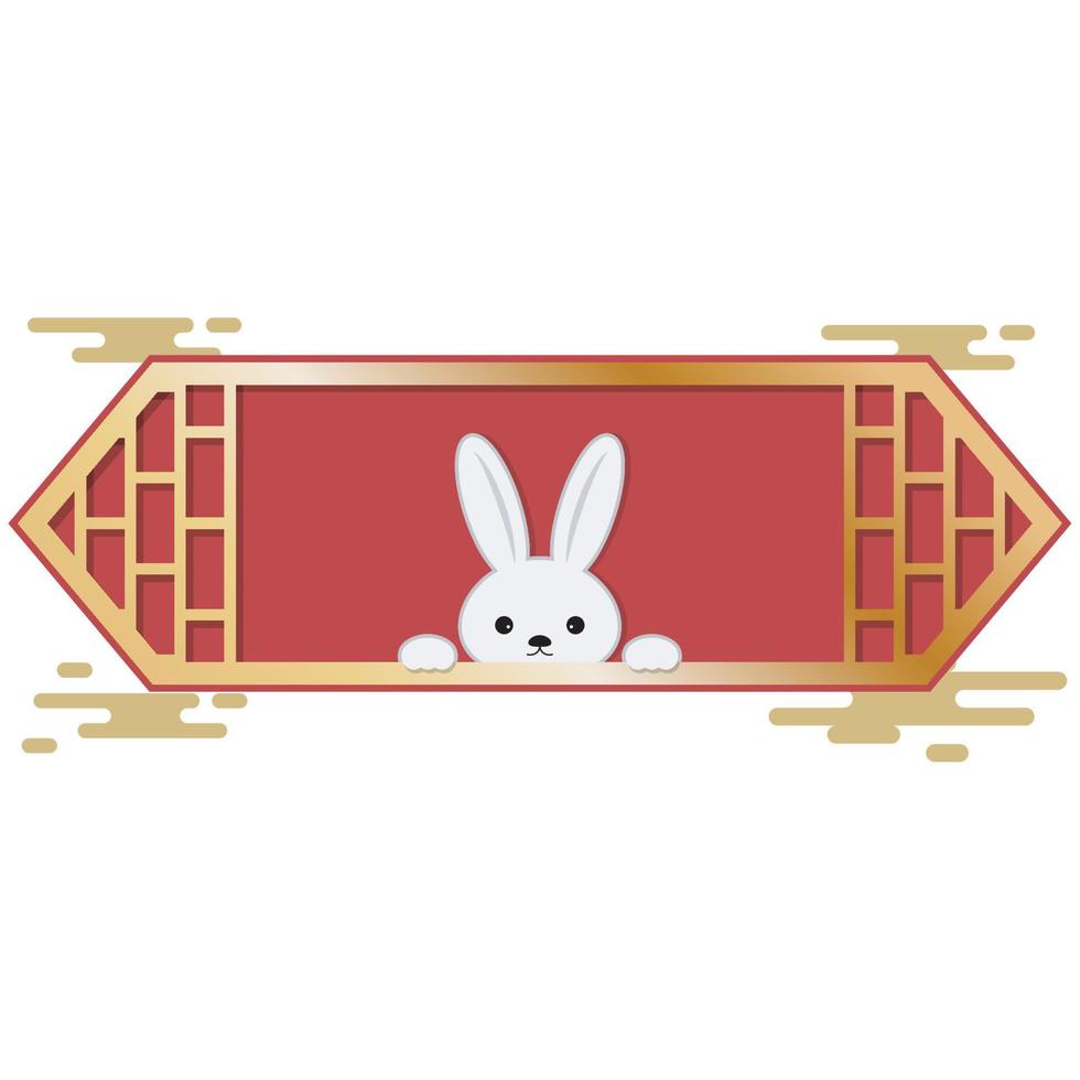Cinese nuovo anno coniglio finestra telaio. vettore