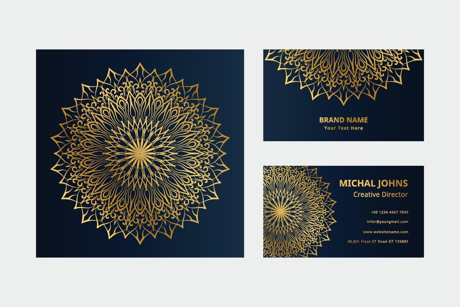 oro attività commerciale carte con fiore orientale mandala professionista vettore