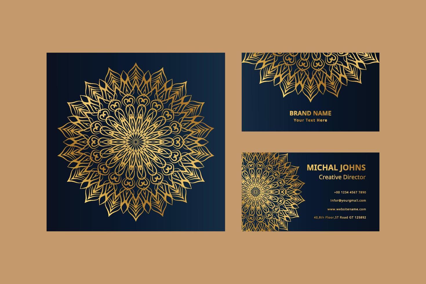 oro attività commerciale carte con fiore orientale mandala professionista vettore