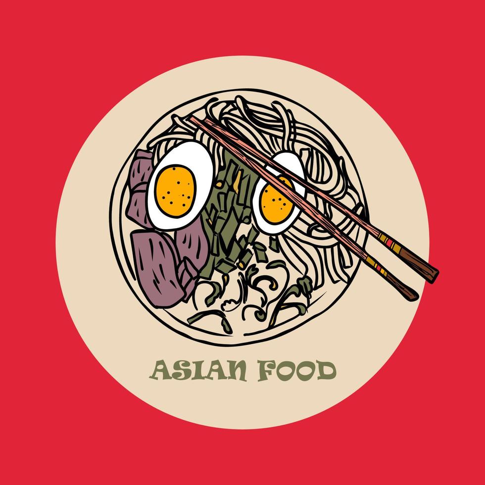 vettore panasian cibo striscione. mano disegnato asiatico cibo illustrazione.