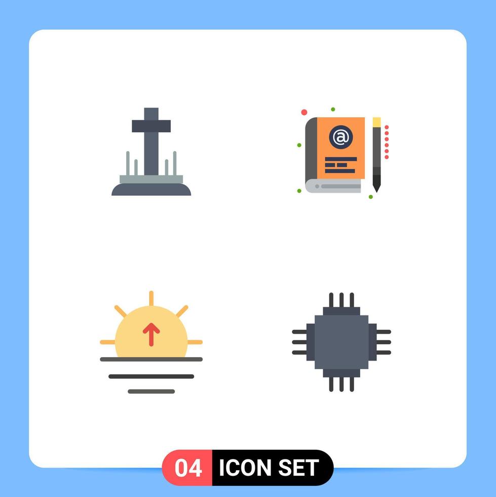 pittogramma impostato di 4 semplice piatto icone di celebrazione apprendimento Pasqua e sole modificabile vettore design elementi
