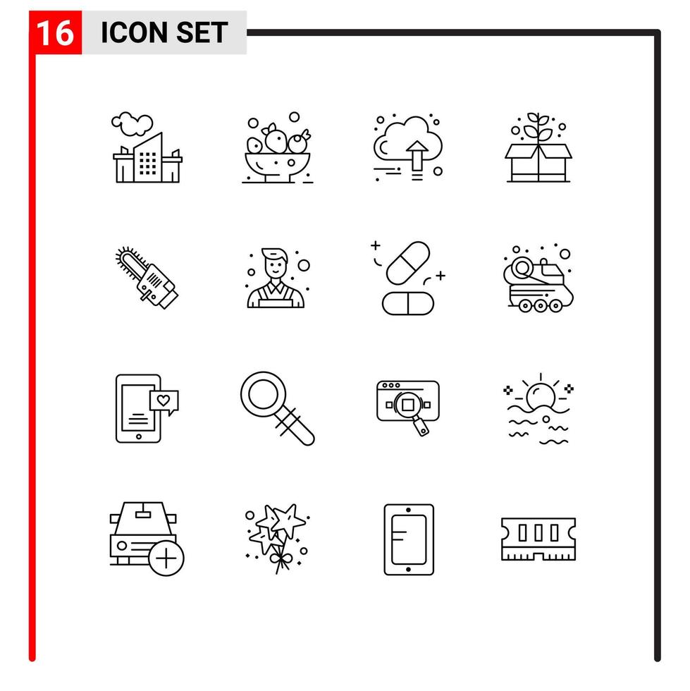 16 tematico vettore lineamenti e modificabile simboli di lama sega attività commerciale scatola terra giorno modificabile vettore design elementi
