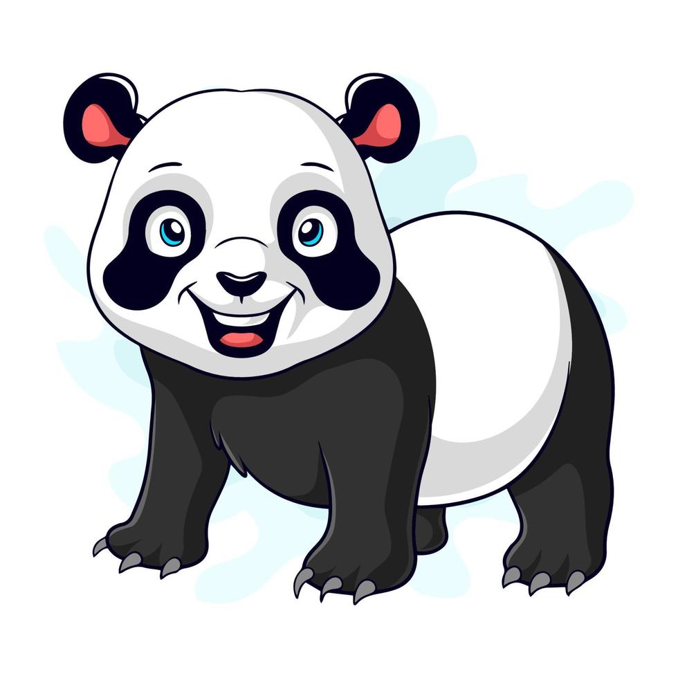 cartone animato divertente panda isolato su bianca sfondo vettore