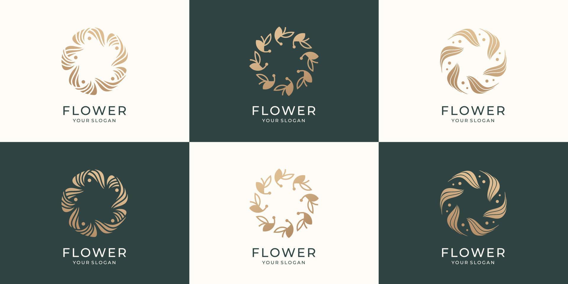 impostato di collezione fiore rosa logo modello. creativo concetto fiore logo design. premio vettore