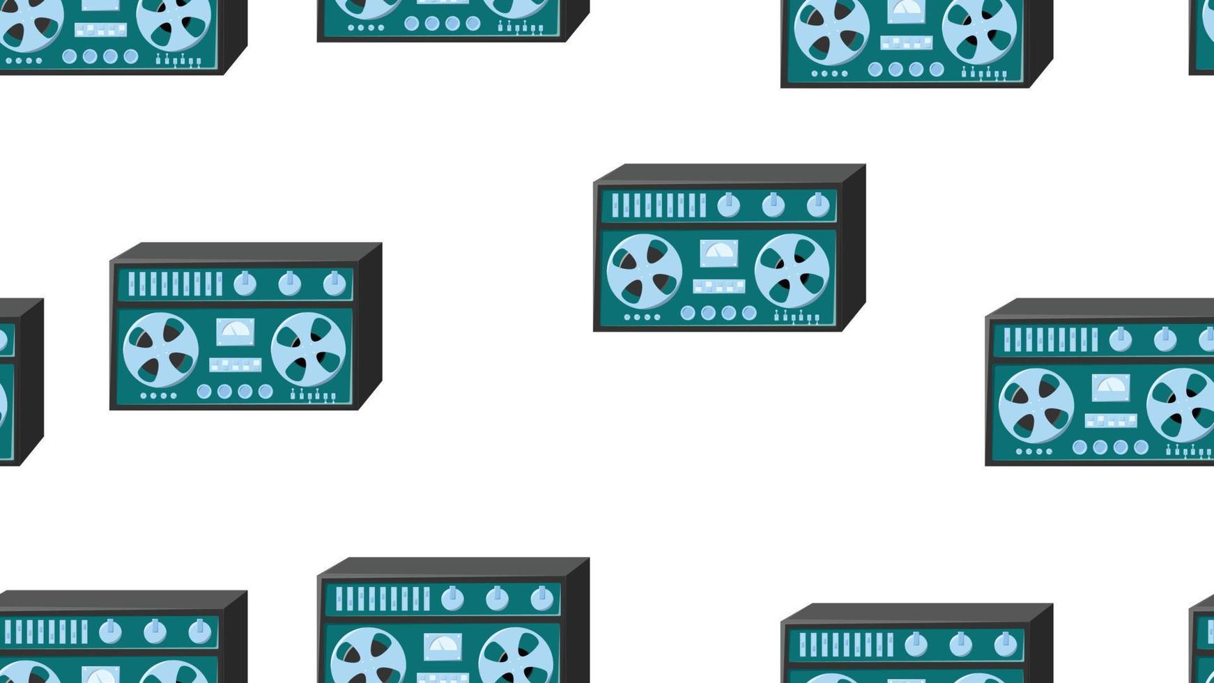 senza soluzione di continuità modello infinito con musica Audio cassetta vecchio retrò nastro registratori Vintage ▾ fricchettone a partire dal anni '70, anni 80, anni 90 isolato su bianca sfondo. vettore illustrazione