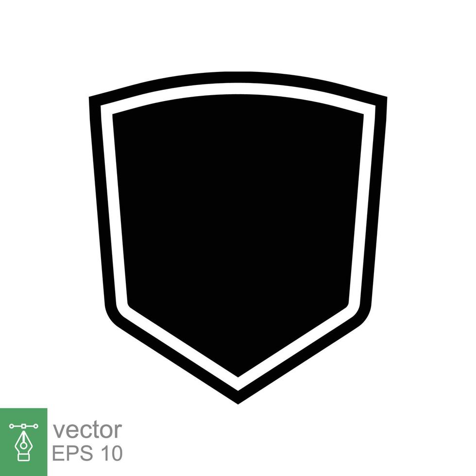 scudo icona. semplice piatto stile. nero silhouette scudo con telaio forma, sicuro, sicuro, sicurezza distintivo, sicurezza concetto. vettore design illustrazione isolato su bianca sfondo. eps 10.