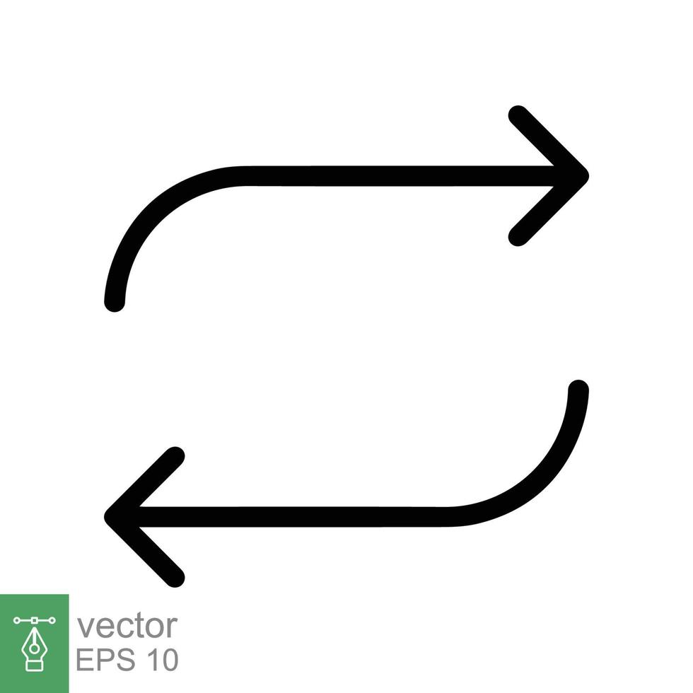 Doppio inverso freccia, sostituire icona. semplice schema stile. trasferimento, interruttore, scambio, Flip, modificare, scambio lineare cartello su bianca sfondo. magro linea vettore illustrazione. eps 10.