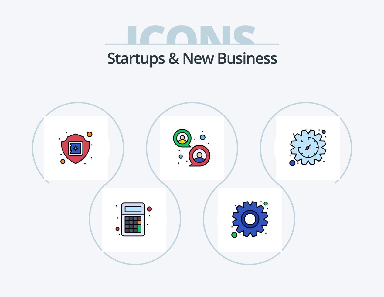 startup e nuovo attività commerciale linea pieno icona imballare 5 icona design. bilancio. disco. assicurazione. fogli. documenti vettore