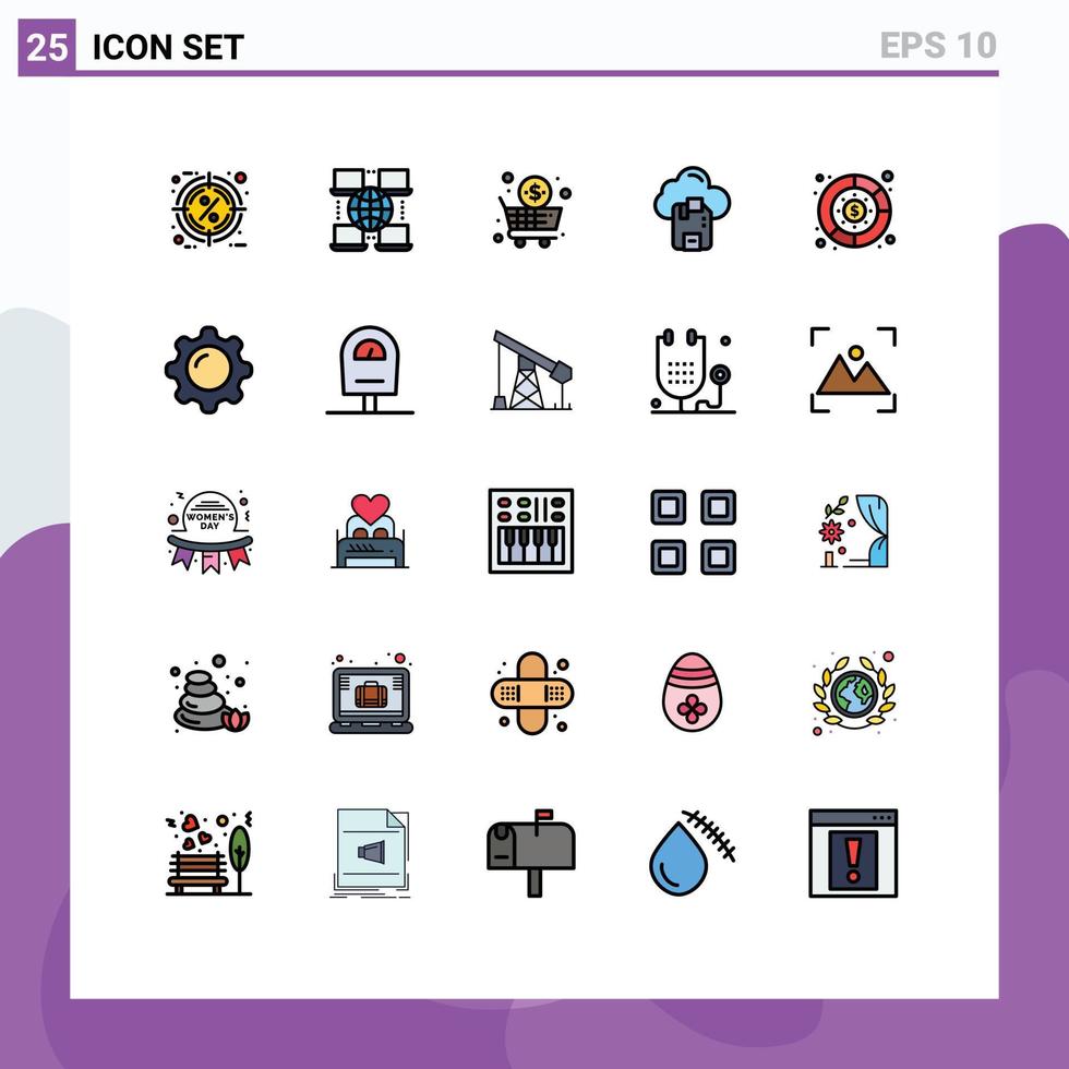 impostato di 25 moderno ui icone simboli segni per grafico server attività commerciale sd nube modificabile vettore design elementi