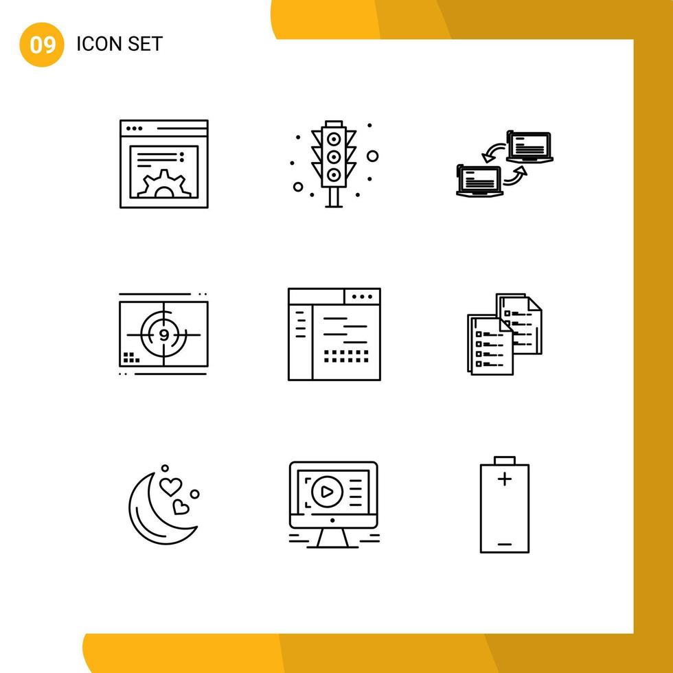 azione vettore icona imballare di 9 linea segni e simboli per codice apertura connessione numeri film modificabile vettore design elementi