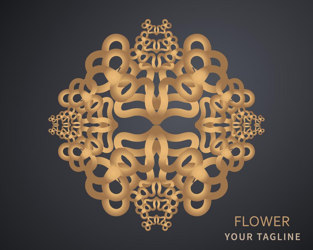 lusso logotipo nel il forma di un' fiore per boutique. oro logo, fiore. semplice geometrico cartello. icone, attività commerciale, inviti. Islam, Arabo, indiano. retrò. creativo forma. lusso mandala. vettore