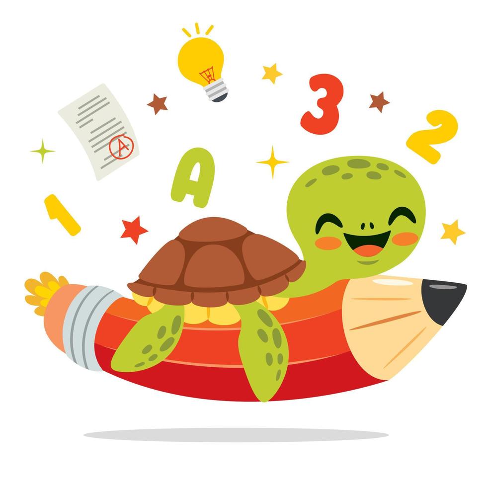 formazione scolastica illustrazione con cartone animato mare tartaruga vettore