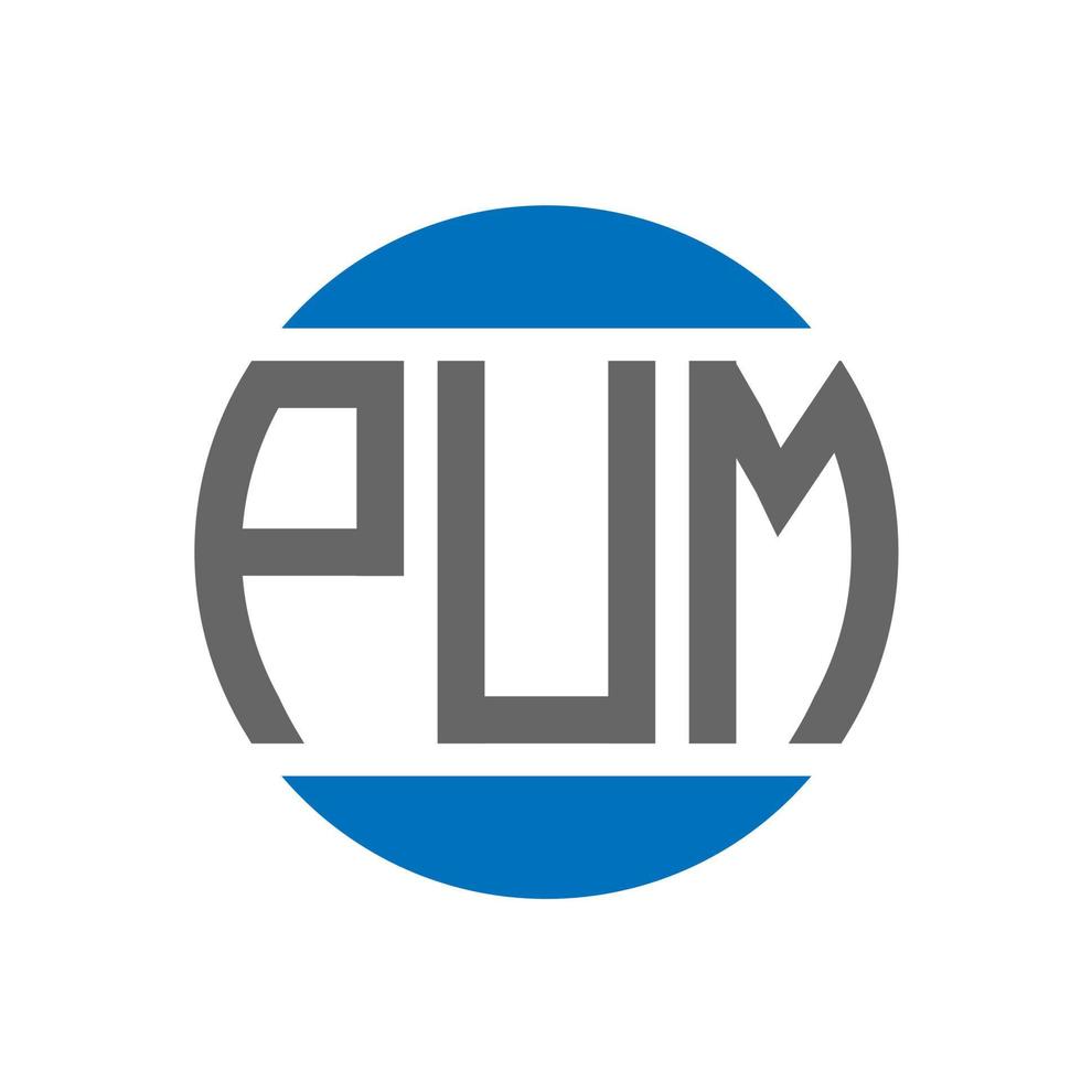 pum lettera logo design su bianca sfondo. pum creativo iniziali cerchio logo concetto. pum lettera design. vettore