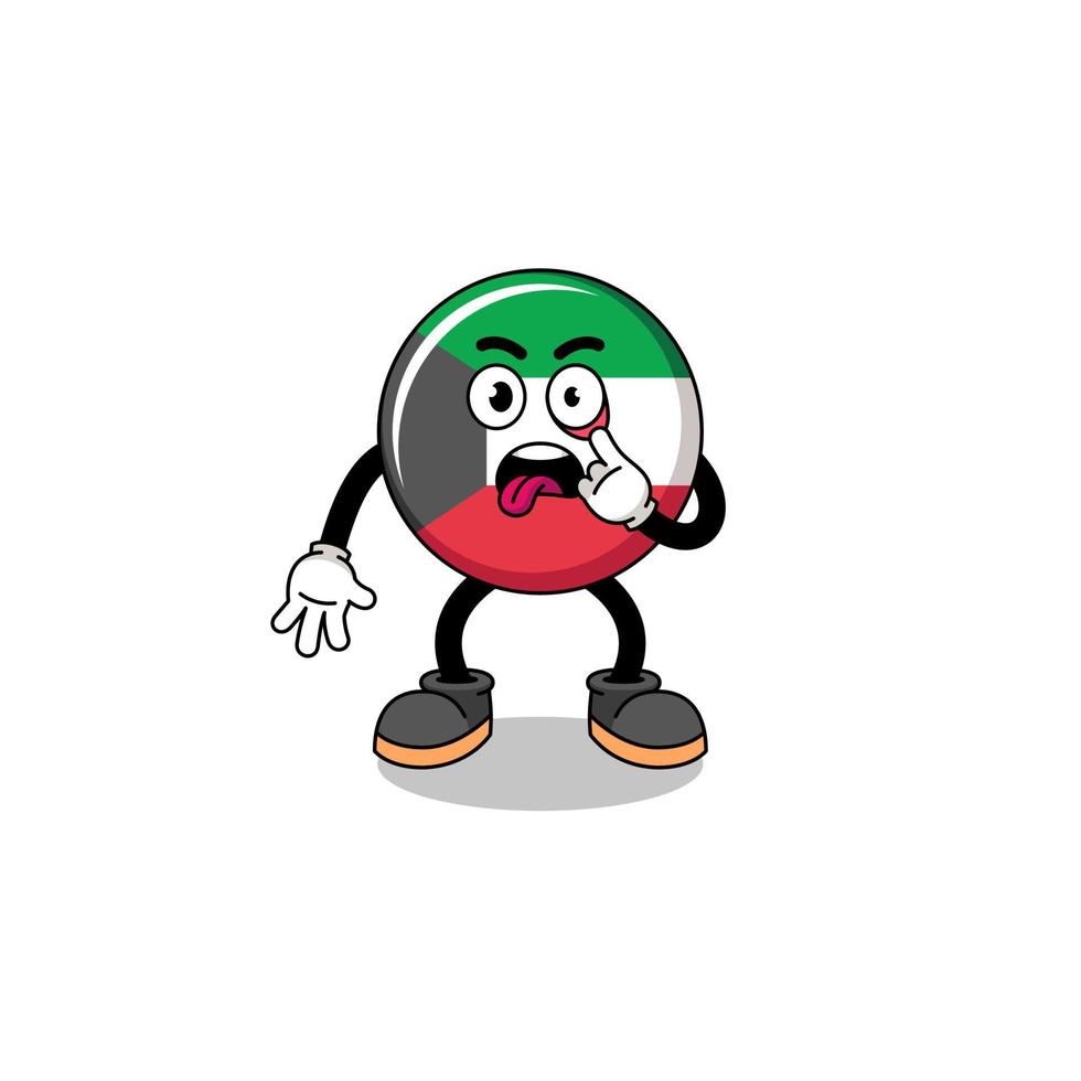 personaggio illustrazione di Kuwait bandiera con lingua attaccare su vettore