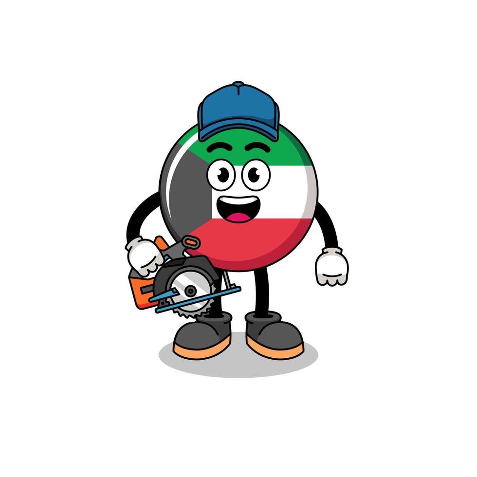 cartone animato illustrazione di Kuwait bandiera come un' falegname vettore